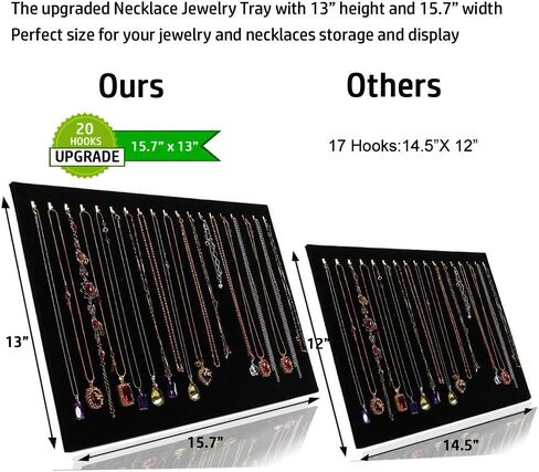 3 عبوات 15.7 بوصة × 13.02 بوصة مطورة 20 خطافًا منظم المجوهرات المخملية المطورة / صينية / وسادة / صندوق عرض/حقيبة عرض in Kuwait