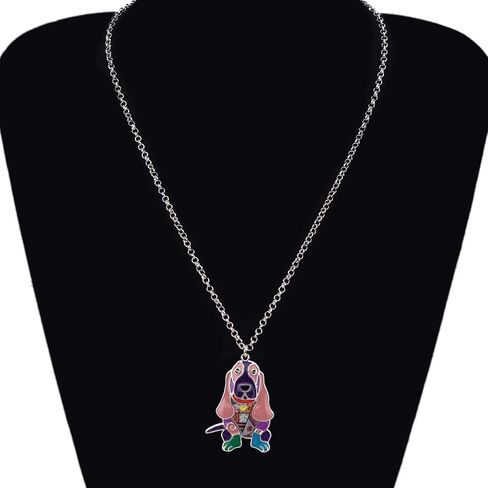 Bonsny Alloy Enamel Basset Hound Dog Necklace Pendant Love Pets Light Jewelry for Women Girl Charm Gift in Saudi Arabia
