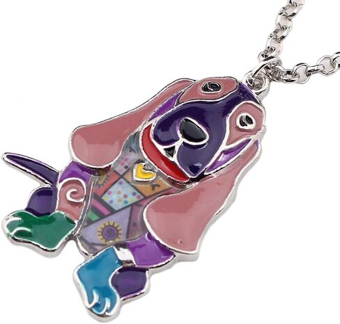 Bonsny Alloy Enamel Basset Hound Dog Necklace Pendant Love Pets Light Jewelry for Women Girl Charm Gift in Saudi Arabia