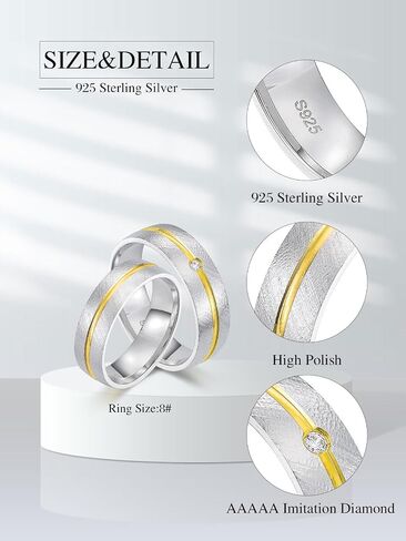 Yodari Hammered Wedding Bands With Imitation Diamond 925 Sterling Silver Promise Ring Couple Rings Set for Women Men Valentine's Day Gift(With Gift Box) in Saudi Arabia