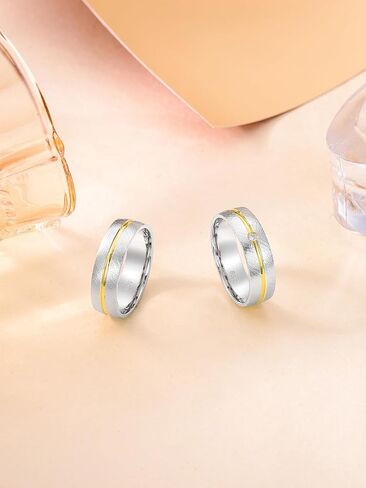 Yodari Hammered Wedding Bands With Imitation Diamond 925 Sterling Silver Promise Ring Couple Rings Set for Women Men Valentine's Day Gift(With Gift Box) in Saudi Arabia