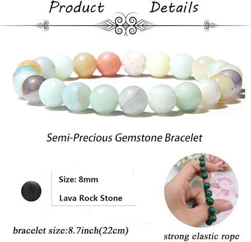 MOZAKA 16 قطعة أحجار الشفاء مطرز أساور للنساء الرجال كريستال سوار مُزين بالخرز للجنسين قابل للتعديل أساور ممتدة 8 مللي متر in Kuwait