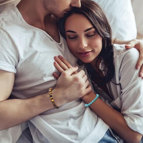 MOZAKA 16 قطعة أحجار الشفاء مطرز أساور للنساء الرجال كريستال سوار مُزين بالخرز للجنسين قابل للتعديل أساور ممتدة 8 مللي متر in Kuwait