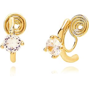 Yurielys كليب على أقراط هوب للنساء، 14K مطلية بالذهب مكعب الزركون مفتوحة C الحد الأدنى أقراط هوب صغيرة، ثقب وهمية أقراط غير مثقوبة in Kuwait