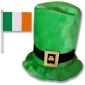اكس جي جي اكس قبعة عيد القديس باتريك وعلم ايرلندي، حظ الايرلندية: قبعة مخملية خضراء للرجال والنساء - شامروك - ملابس مستوحاة للاحتفال بأناقة! in Kuwait