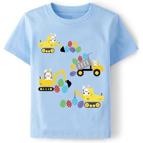 Boys Easter Shirt for Kids Bunny T-Shirt Eggs-cavator Tees Toddler Eggs Hunts Outfit Chicks Dig Me Top Size 1-7T