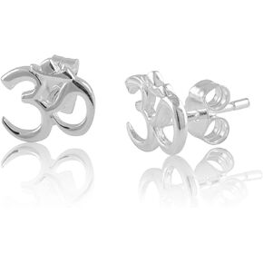 اقراط مرصعة من الفضة الاسترليني برمز اوم للنساء البالغات والفتيات المراهقات 0.3 انش، من الفضة الاسترلينية in Kuwait