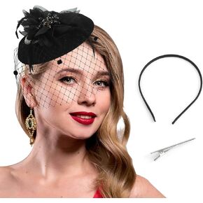 Bohend الفاسناتور قبعة زهرة ريشة الحجاب خمر ديربي القبعات الشاي حفل زفاف إكسسوارات الشعر مع أحجار الراين للنساء in Kuwait