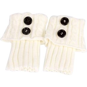 BESTOYARD Womens Boot Topper Winter Warm Crochet Knitted Boot Cuffs Socks Short Leg Warmers Gifts (Black)