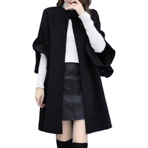 عباءة نسائية متوسطة الطول من Futurino معطف صوفي على شكل حرف a كيب سترة خارجية عباءة in Kuwait