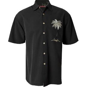 Bamboo Cay Mens Short Sleeve Peekaboo Palm Casual Embroidered Woven Shirt in Kuwait