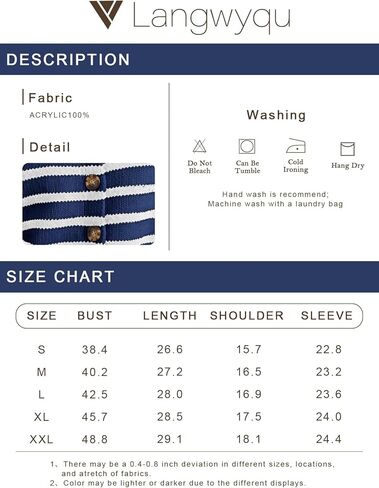 سترة نسائية Langwyqu مفتوحة من الأمام ورقبة دائرية وأكمام طويلة وسترات صوفية بأزرار سفلية ملابس خارجية مخططة مع جيوب in Kuwait