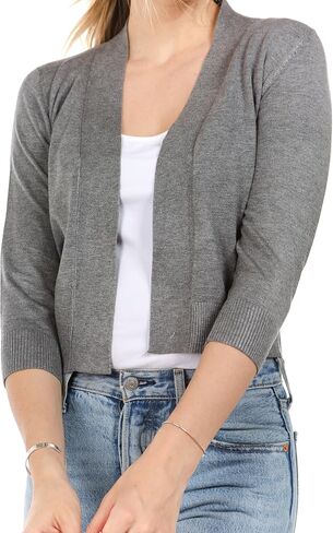 Cielo Women's Soft Solid Open Front 3/4 Sleeve Sweater Cardigan in Saudi Arabia