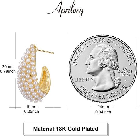 Aprilery Pearl Hoop Earrings for Women, Trendy 14K Gold Plated Round Pearl Cuff Hoop Earrings Hypoallergenic Statement Earrings Jewelry for Teen Girls Gifts for Her in Saudi Arabia