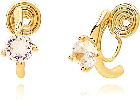 Yurielys كليب على أقراط هوب للنساء، 14K مطلية بالذهب مكعب الزركون مفتوحة C الحد الأدنى أقراط هوب صغيرة، ثقب وهمية أقراط غير مثقوبة in Kuwait