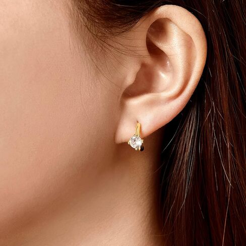 Yurielys كليب على أقراط هوب للنساء، 14K مطلية بالذهب مكعب الزركون مفتوحة C الحد الأدنى أقراط هوب صغيرة، ثقب وهمية أقراط غير مثقوبة in Kuwait