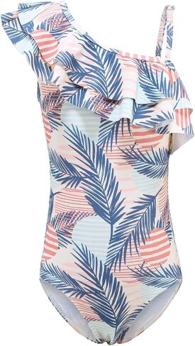 Mardonskey Girls One Piece Swimsuits Hawaiian Ruffle Swimwear Kids Summer Bathing Suit 3-14 Years in Saudi Arabia