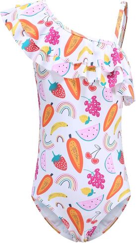 Mardonskey Girls One Piece Swimsuits Hawaiian Ruffle Swimwear Kids Summer Bathing Suit 3-14 Years in Saudi Arabia