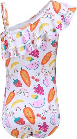 Mardonskey Girls One Piece Swimsuits Hawaiian Ruffle Swimwear Kids Summer Bathing Suit 3-14 Years in Saudi Arabia