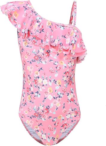Mardonskey Girls One Piece Swimsuits Hawaiian Ruffle Swimwear Kids Summer Bathing Suit 3-14 Years in Saudi Arabia