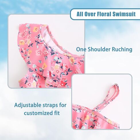 Mardonskey Girls One Piece Swimsuits Hawaiian Ruffle Swimwear Kids Summer Bathing Suit 3-14 Years in Saudi Arabia