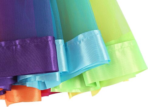 Layered Rainbow Tutu Skirt Costumes Set with Hair Bows Clips and Satin Sash for Girls Birthday Party Dress up (Purple/Blue/Rose Rainbow, L,4t~8t) in Saudi Arabia