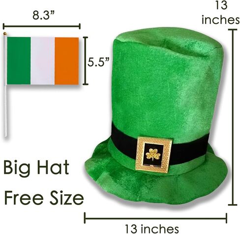 اكس جي جي اكس قبعة عيد القديس باتريك وعلم ايرلندي، حظ الايرلندية: قبعة مخملية خضراء للرجال والنساء - شامروك - ملابس مستوحاة للاحتفال بأناقة! in Kuwait