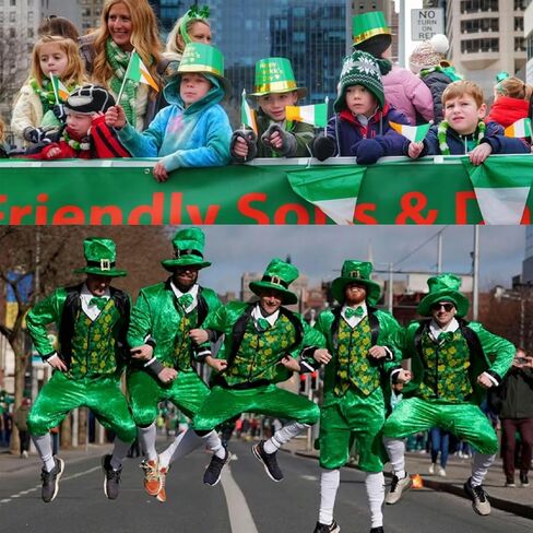 اكس جي جي اكس قبعة عيد القديس باتريك وعلم ايرلندي، حظ الايرلندية: قبعة مخملية خضراء للرجال والنساء - شامروك - ملابس مستوحاة للاحتفال بأناقة! in Kuwait