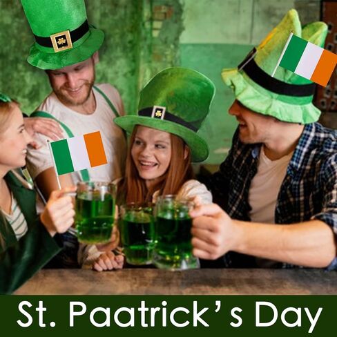 اكس جي جي اكس قبعة عيد القديس باتريك وعلم ايرلندي، حظ الايرلندية: قبعة مخملية خضراء للرجال والنساء - شامروك - ملابس مستوحاة للاحتفال بأناقة! in Kuwait