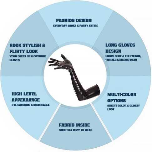 Latex Leather Long Gloves Women Sexy Wet Look 24 Inch Dress Costume Cosplay Gloves(Black, M)(60cm) in Saudi Arabia