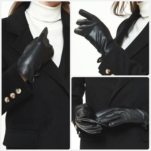Zjjseloru Womens Clod Weather Gloves Lambskin leather Cashmere or Wool Lined in Saudi Arabia