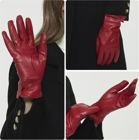 Zjjseloru Womens Clod Weather Gloves Lambskin leather Cashmere or Wool Lined in Saudi Arabia