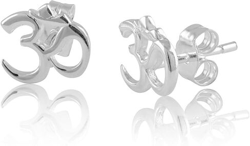 اقراط مرصعة من الفضة الاسترليني برمز اوم للنساء البالغات والفتيات المراهقات 0.3 انش، من الفضة الاسترلينية in Kuwait