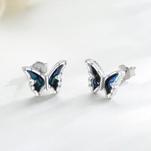 Butterfly Earrings 925 Sterling Silver Butterfly Stud Earrings Abalone Shell Jewelry Earrings Hypoallergenic Earrings Butterfly Jewelry Gifts for Women Girls in Saudi Arabia