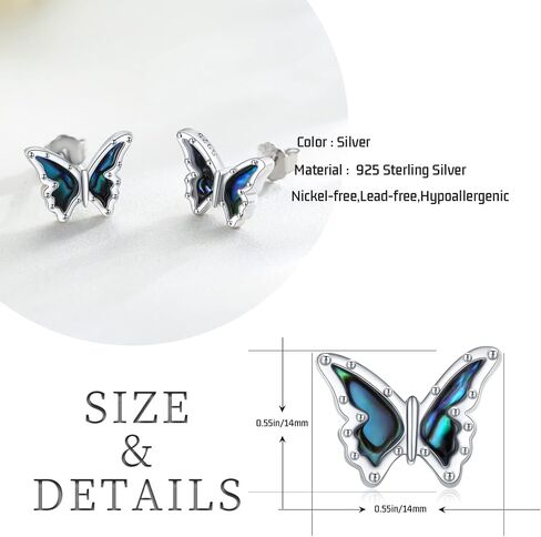 Butterfly Earrings 925 Sterling Silver Butterfly Stud Earrings Abalone Shell Jewelry Earrings Hypoallergenic Earrings Butterfly Jewelry Gifts for Women Girls in Saudi Arabia