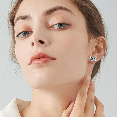Butterfly Earrings 925 Sterling Silver Butterfly Stud Earrings Abalone Shell Jewelry Earrings Hypoallergenic Earrings Butterfly Jewelry Gifts for Women Girls in Saudi Arabia