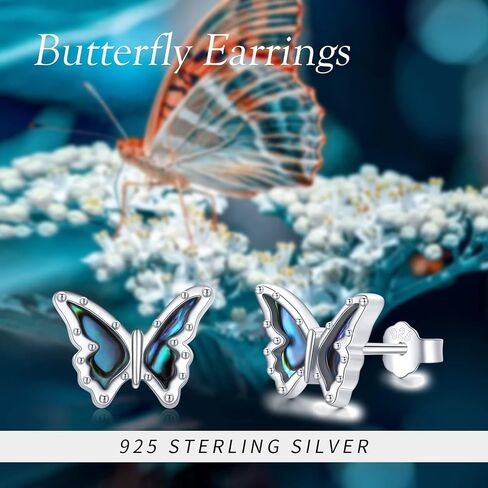 Butterfly Earrings 925 Sterling Silver Butterfly Stud Earrings Abalone Shell Jewelry Earrings Hypoallergenic Earrings Butterfly Jewelry Gifts for Women Girls in Saudi Arabia