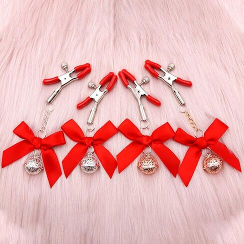 Morghabe Bow Nipple Clamps Bells Sexual Pleasure Non Piercing Adjustable Chain Nipple Clip on Jewelry Breast Clamps in Saudi Arabia