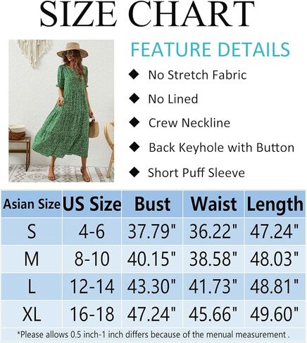 Naggoo Women's Summer Casual Boho Dress Floral Print Short Puff Sleeve Midi Beach Dresses in Kuwait