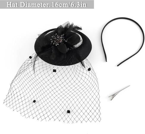 Bohend الفاسناتور قبعة زهرة ريشة الحجاب خمر ديربي القبعات الشاي حفل زفاف إكسسوارات الشعر مع أحجار الراين للنساء in Kuwait