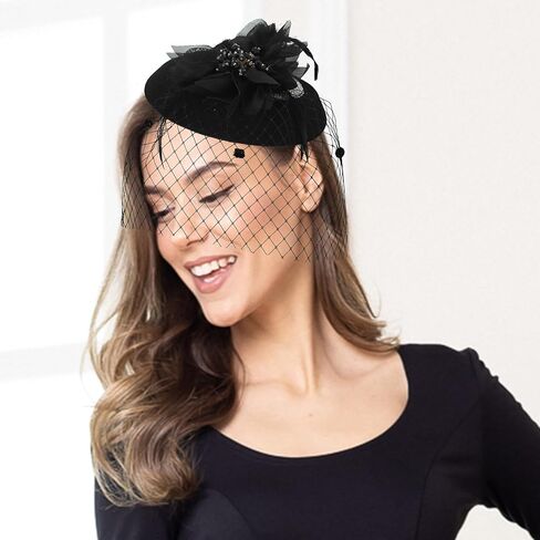 Bohend الفاسناتور قبعة زهرة ريشة الحجاب خمر ديربي القبعات الشاي حفل زفاف إكسسوارات الشعر مع أحجار الراين للنساء in Kuwait