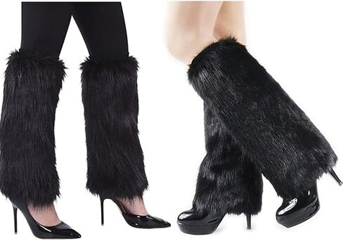 جوارب محبوكة من الفرو للنساء من Mersuii لتدفئة الساق من الفراء الغامض لتدفئة الساق الناعمة غطاء زينة يوم عيد الميلاد للركض والتزلج، 40 سم in Kuwait