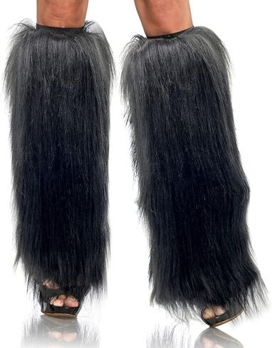 جوارب محبوكة من الفرو للنساء من Mersuii لتدفئة الساق من الفراء الغامض لتدفئة الساق الناعمة غطاء زينة يوم عيد الميلاد للركض والتزلج، 40 سم in Kuwait