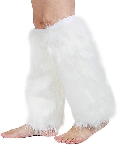 جوارب محبوكة من الفرو للنساء من Mersuii لتدفئة الساق من الفراء الغامض لتدفئة الساق الناعمة غطاء زينة يوم عيد الميلاد للركض والتزلج، 40 سم in Kuwait