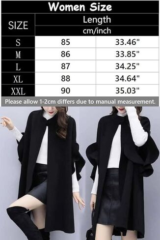 عباءة نسائية متوسطة الطول من Futurino معطف صوفي على شكل حرف a كيب سترة خارجية عباءة in Kuwait