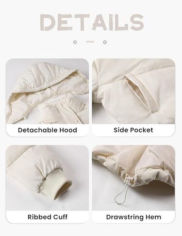 سترة Freyhem المنتفخة للنساء للشتاء كاجوال مبطنة بسحاب قصير منتفخ مع غطاء رأس قابل للفصل in Kuwait