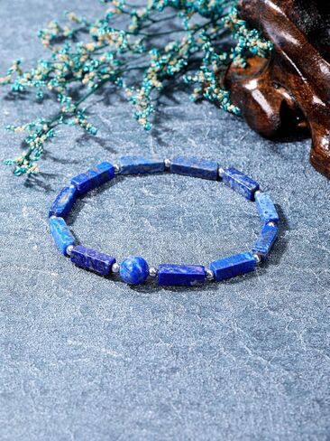 PESOENTH سوار كريستال للنساء والرجال، سوار حبة من الأحجار الكريمة الطبيعية، شفاء كريستال حجر شقرا القلق وتخفيف التوتر مكعبة مستديرة مطرزة تمتد سوار مجوهرات هدايا لعيد الميلاد in Kuwait