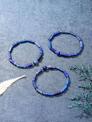 PESOENTH سوار كريستال للنساء والرجال، سوار حبة من الأحجار الكريمة الطبيعية، شفاء كريستال حجر شقرا القلق وتخفيف التوتر مكعبة مستديرة مطرزة تمتد سوار مجوهرات هدايا لعيد الميلاد in Kuwait