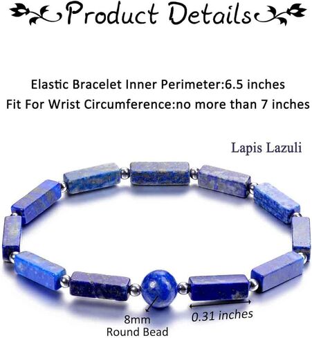 PESOENTH سوار كريستال للنساء والرجال، سوار حبة من الأحجار الكريمة الطبيعية، شفاء كريستال حجر شقرا القلق وتخفيف التوتر مكعبة مستديرة مطرزة تمتد سوار مجوهرات هدايا لعيد الميلاد in Kuwait