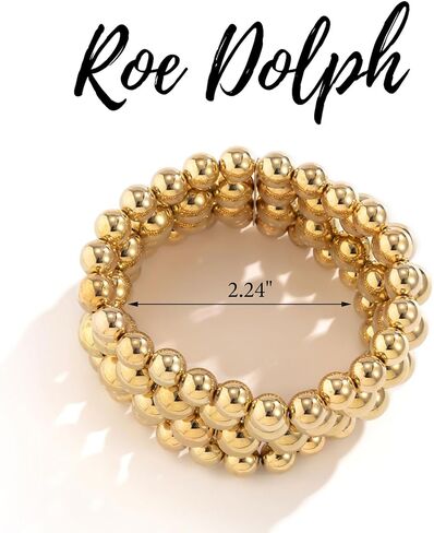 Gold Bead Bracelet for Women Dainty Stackable Chain Bracelets Set Gold/Silver Bead Ball Bracelet Stretchable Boho Style Bracelets Jewelry Gifts for Women Girls in Saudi Arabia